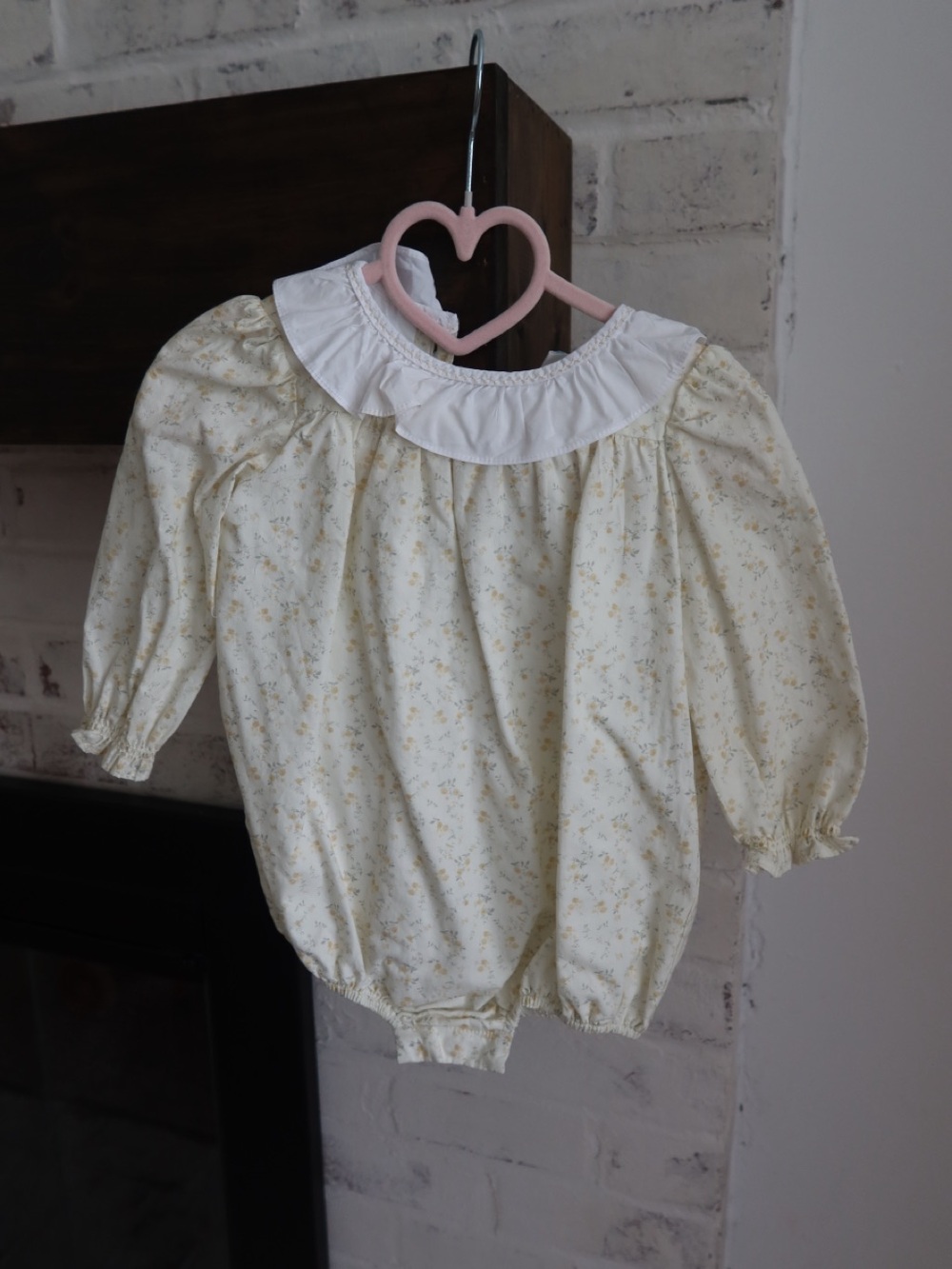 Edgehill Collection Cream Floral Ruffle-Collar One-Piece